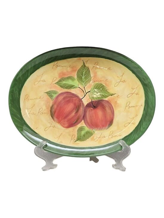 Certified International Other - Certified International La Pomme 18" Oval Serving Platter Multicolor Green VTG
